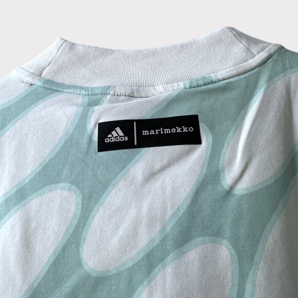 Adidas X Marimekko Future Icons 3- stripes Tee, Size S, Cloud White/ Green - Picture 8 of 13